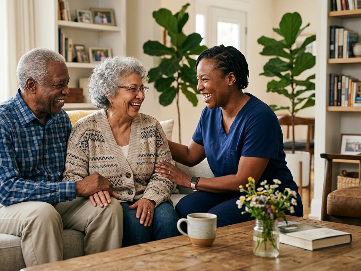 Compassionate caregiver with a senior