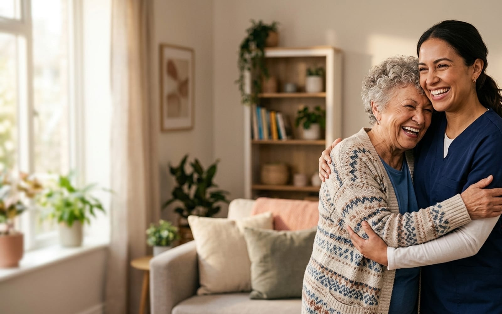 Caregiver assisting a senior at home